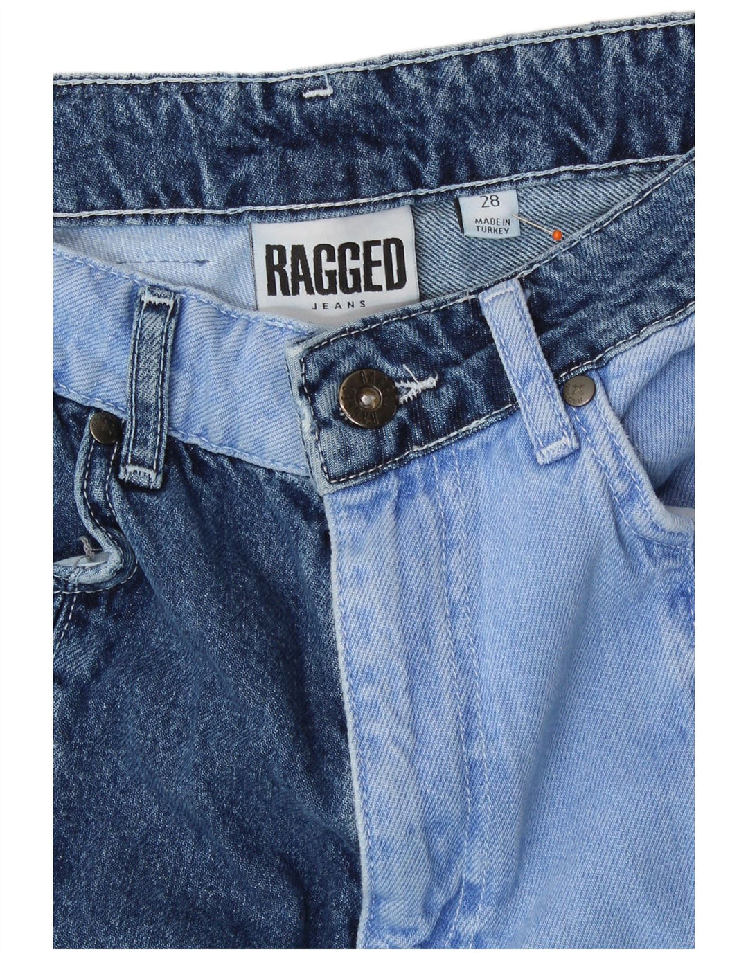 VINTAGE Vaqueros rectos para mujer W28 L28 Azul Patchwork Algodón Retro