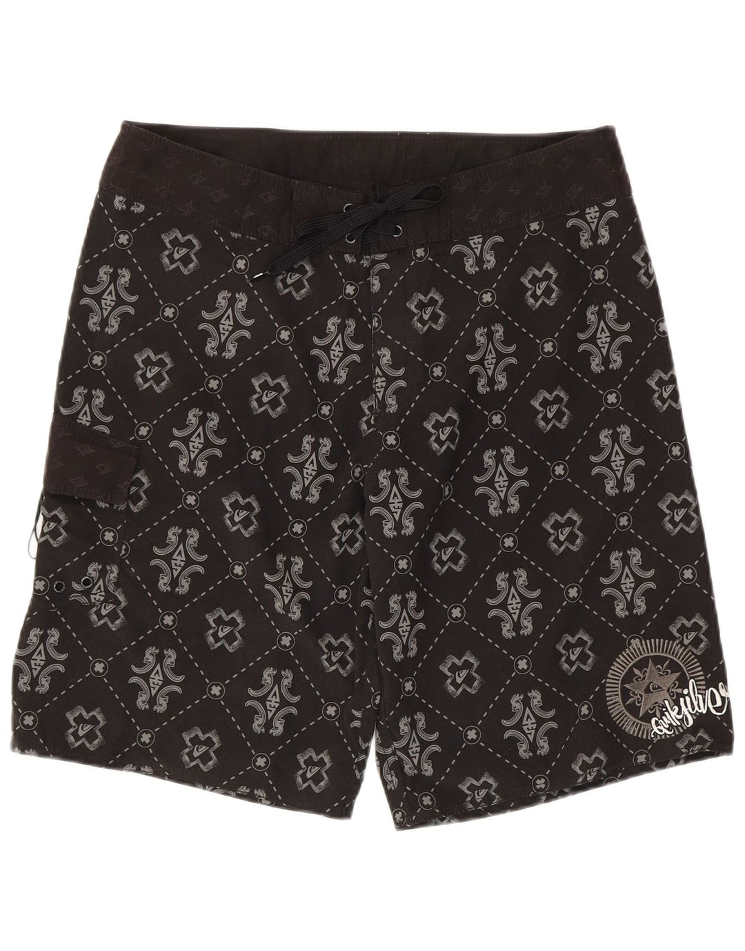 Quiksilver Bañador con gráfico para hombre, talla grande, poliéster geométrico negro