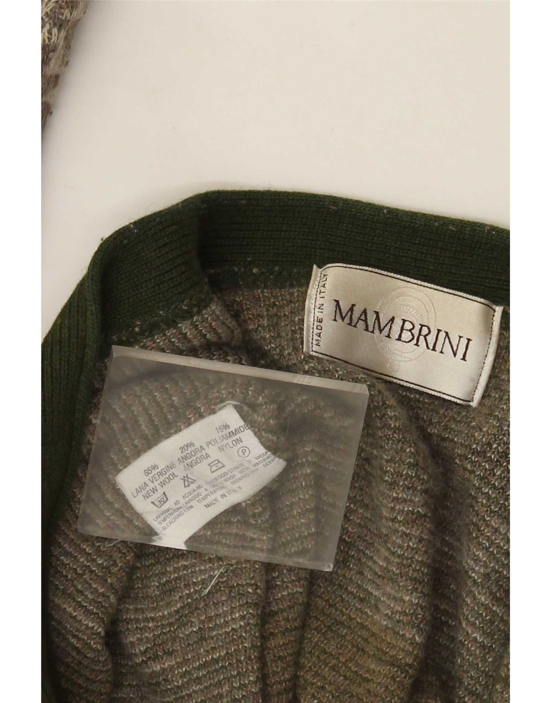 Vintage hombres Cardigan suéter grande verde lana geométrica