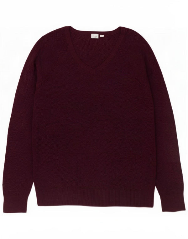 Gap Jersey con Cuello en V para Mujer UK 46 Grande Algodón Borgoña