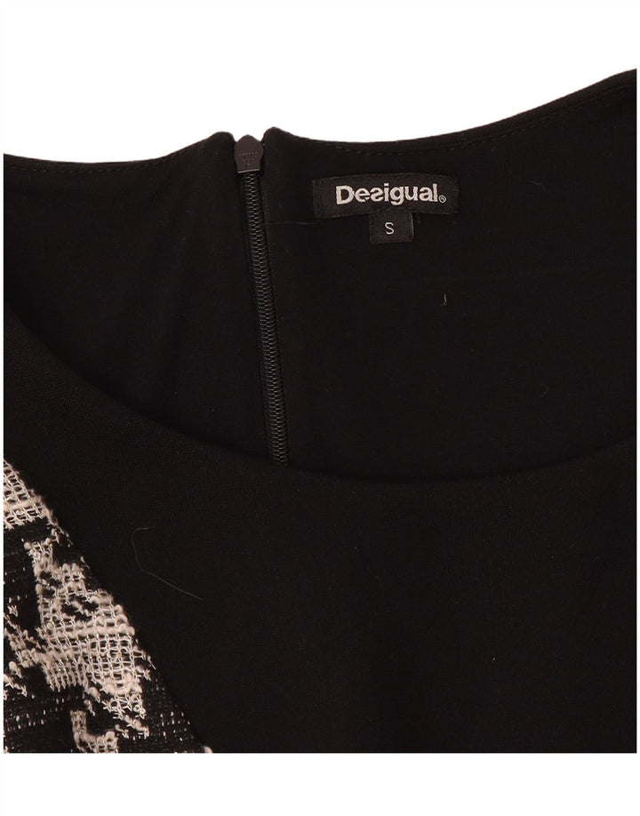 Desigual Vestido tubo de manga 3/4 para mujer UK 10 Small Black Patchwork