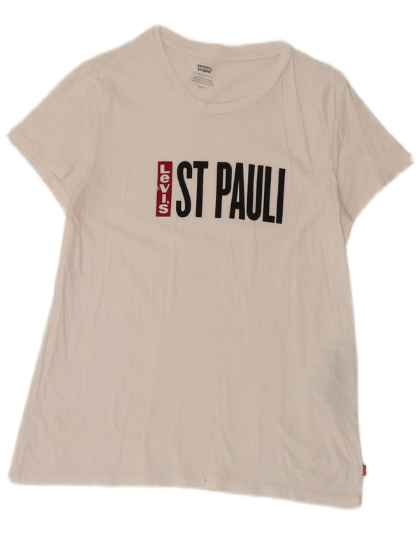 Levi's Camiseta gráfica para hombre Top Small White Cotton