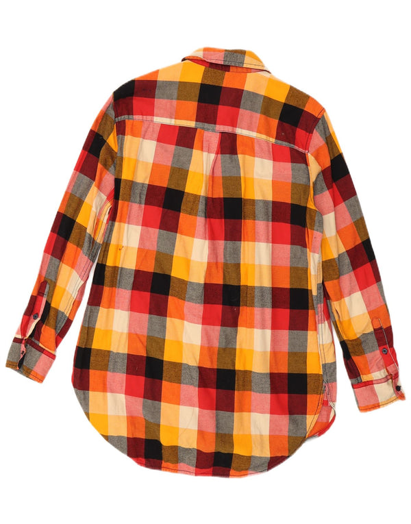 Benetton Vestido Camisero Extragrande De Mujer UK 6 XS Algodón A Cuadros Multicolor