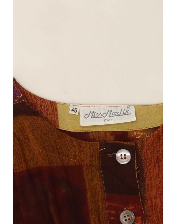 Blusa gráfica vintage para mujer Top IT 46 Bloque de color marrón grande
