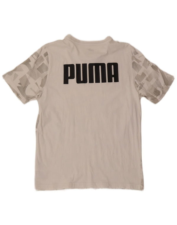 Puma Camiseta gráfica para hombre Top de algodón geométrico blanco mediano