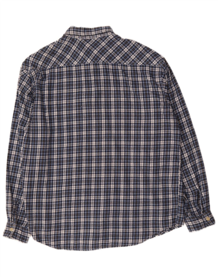 Levi's Camisa de franela para hombre con cuadros azules grandes