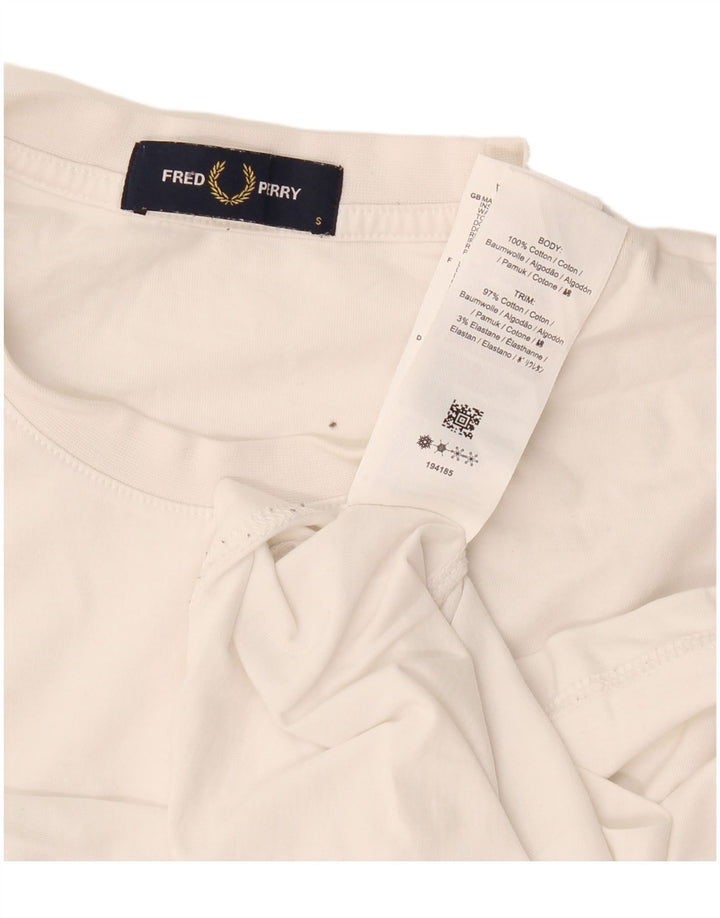 Fred Perry Camiseta Gráfica Para Hombre Top Pequeño De Algodón Blanco