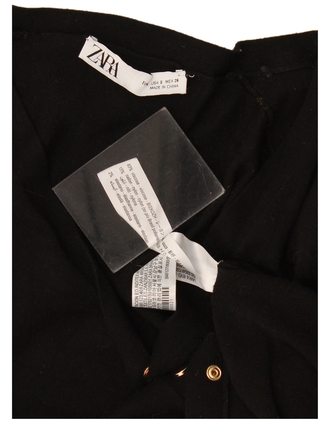 Zara Mujer Cárdigan Suéter UK 10 Small Viscosa Negra