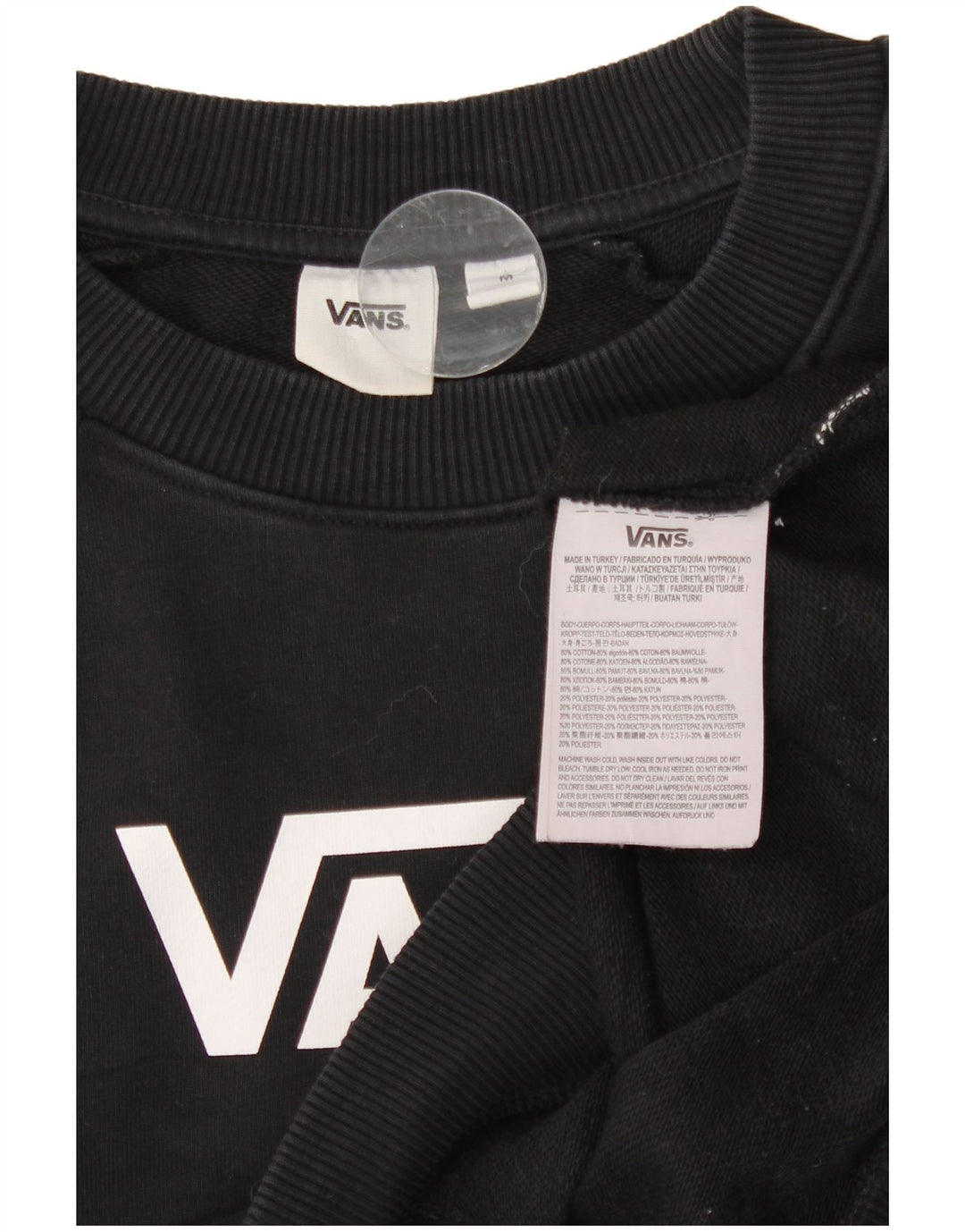 Vans Sudadera extragrande con gráfico corto para mujer, talla 44, talla M, color negro