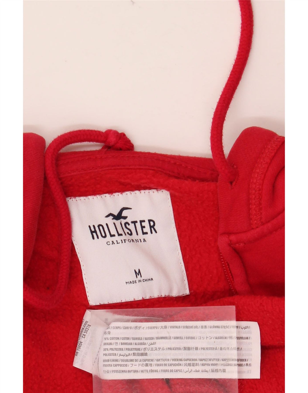 HOLLISTER Suéter con capucha y cremallera gráfica para mujer Reino Unido 14 Algodón rojo mediano