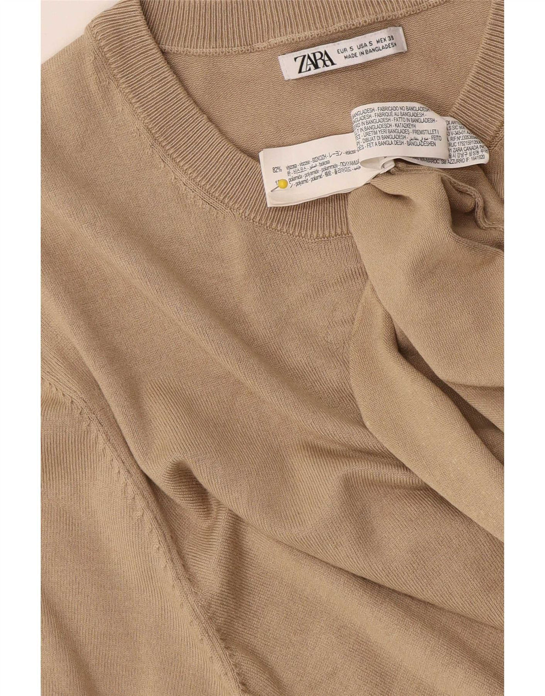 Zara Hombre Camiseta Top Small Viscosa Beige
