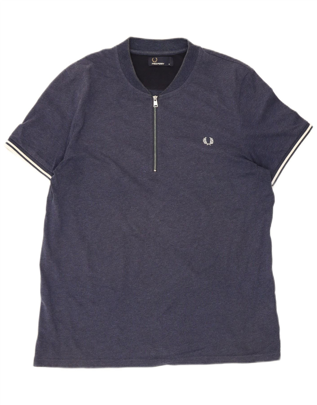 Fred Perry Camiseta Con Cuello Y Cremallera Para Hombre Top Rayas Azul Marino Mediano