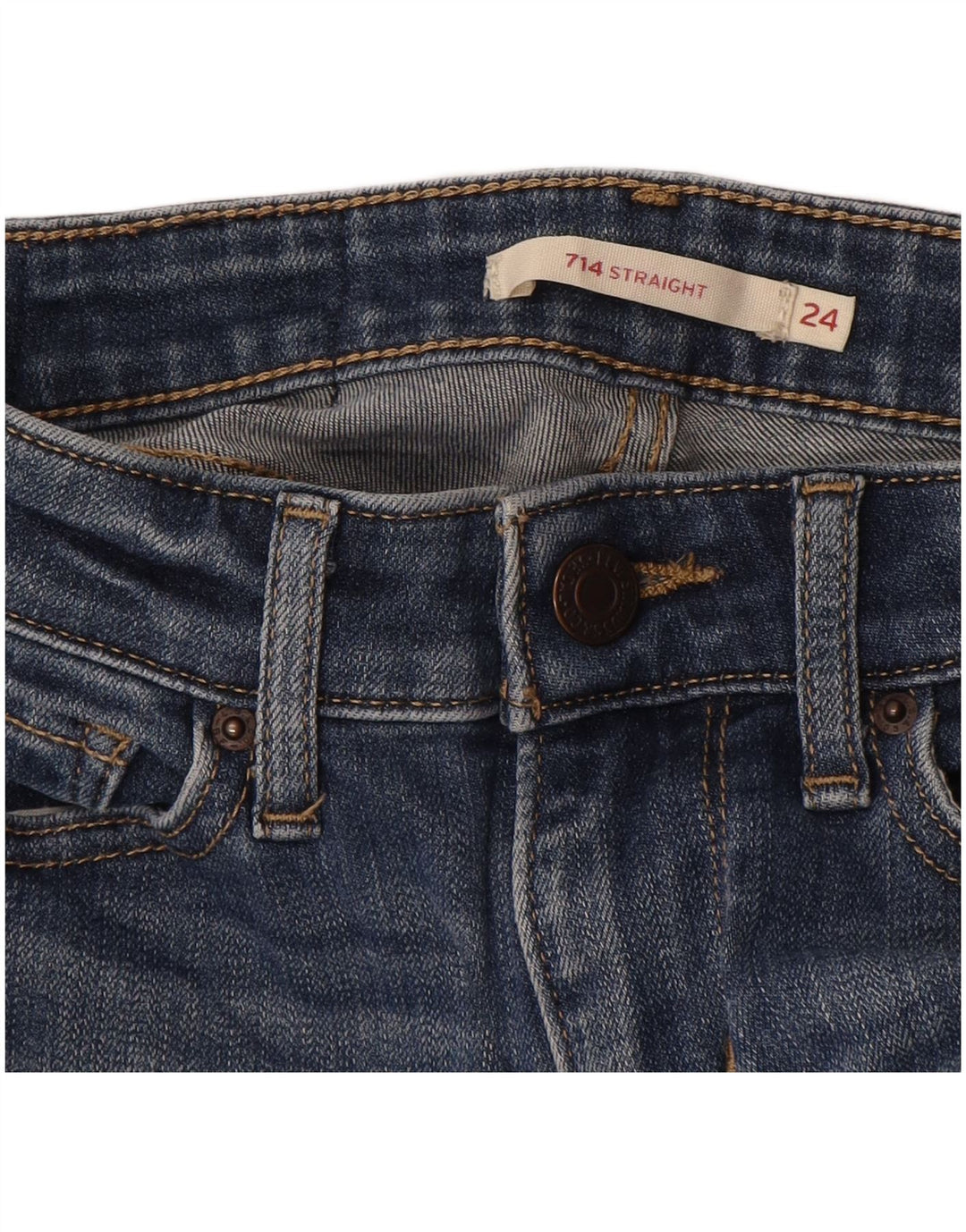 LEVI'S Womens 714 Straight Jeans W24 L28 Blue Cotton