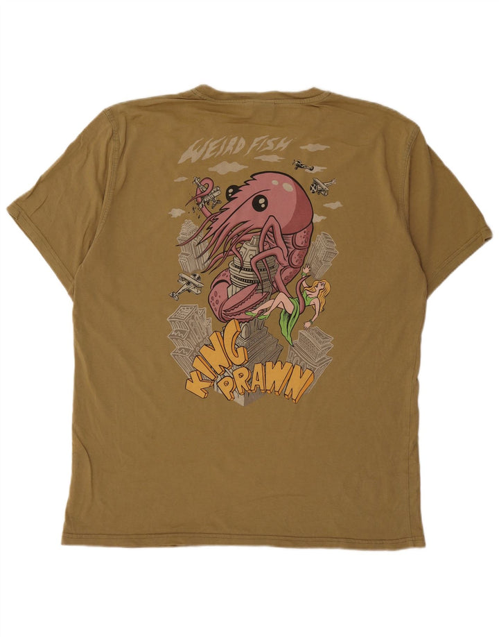 Weird Fish Camiseta gráfica para hombre Top Algodón caqui mediano