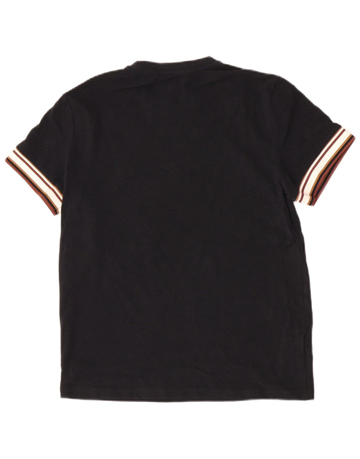 Fred Perry Hombre Camiseta Top Medium Negro Colorblock Algodón