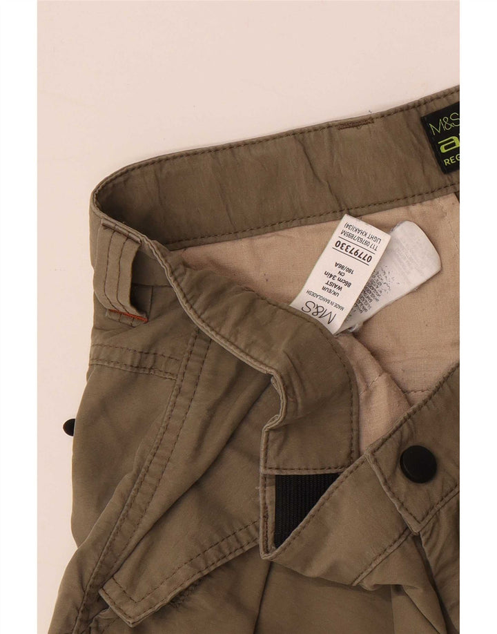 Marks & Spencer Pantalones cortos tipo cargo para hombre W34 Large Khaki Cotton