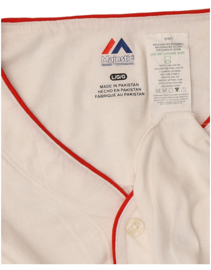 MAJESTIC Camiseta gráfica de los St. Louis Cardinals para hombre, manga 3/4, grande, color blanco