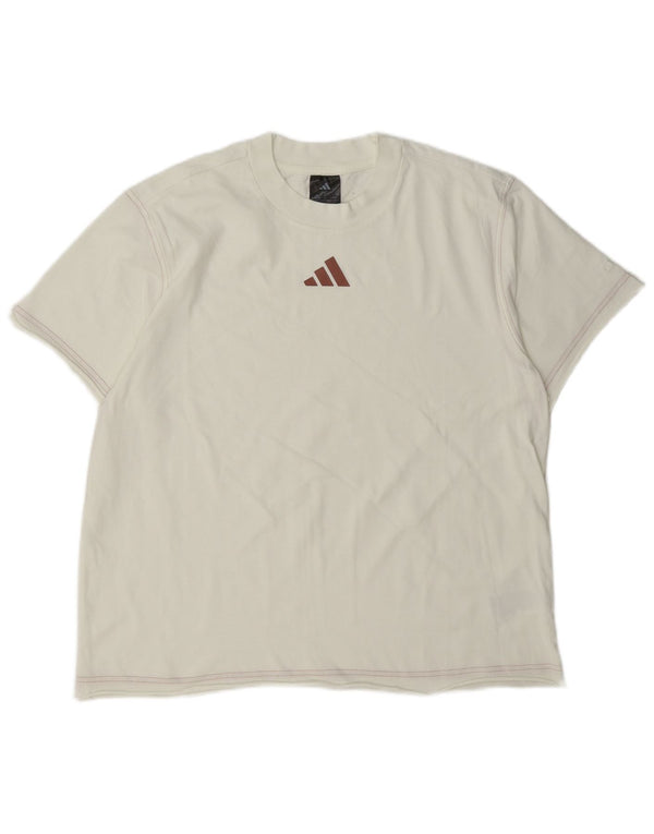 Adidas Camiseta Mujer Top UK 16/18 Grande Blanco Algodón