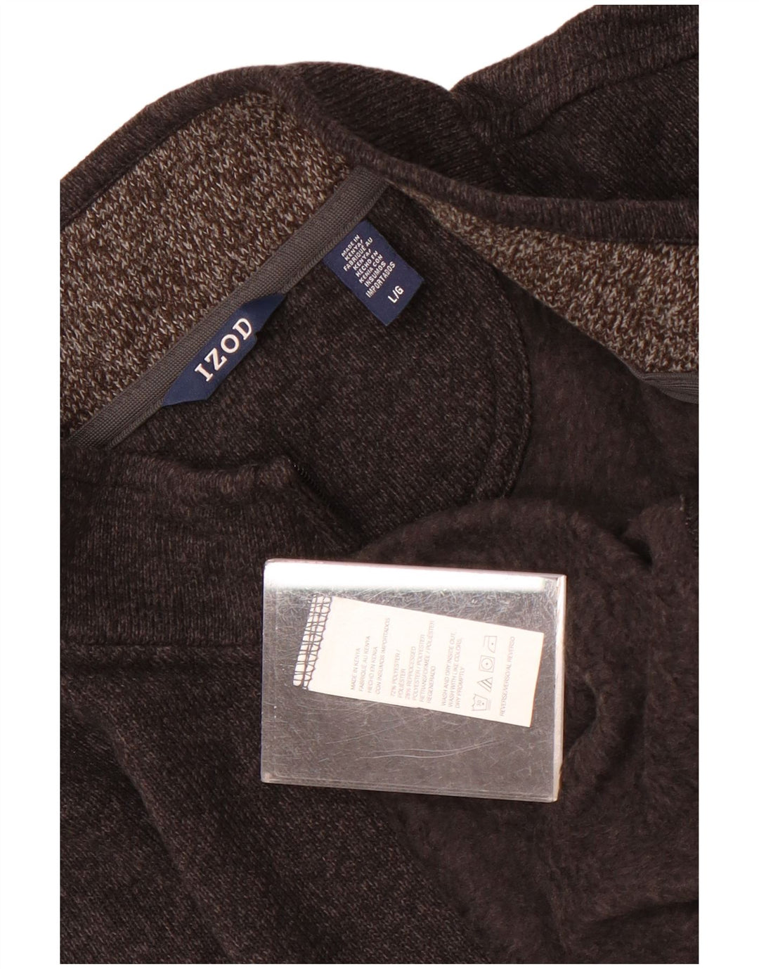 Izod Suéter tipo jersey con cuello y cremallera para hombre Poliéster gris grande