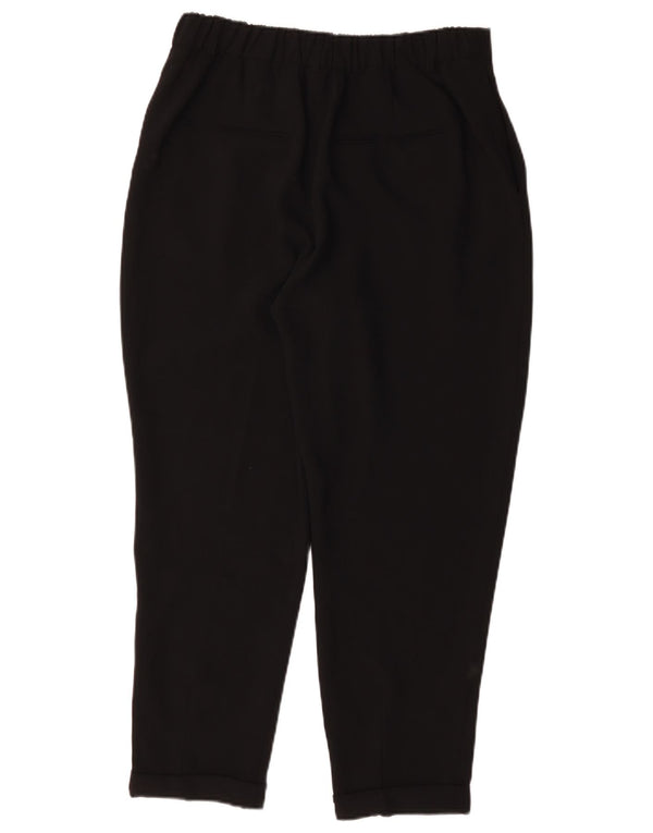 Zara Mujer Pantalones Cortos De Cintura Alta Grande W32 L25 Poliéster Negro