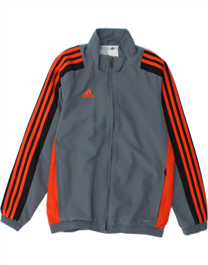 ADIDAS Boys Climalite Tracksuit Top Jacket 11-12 Years Blue Colourblock Vintage Adidas and Second-Hand Adidas from Messina Hembry 