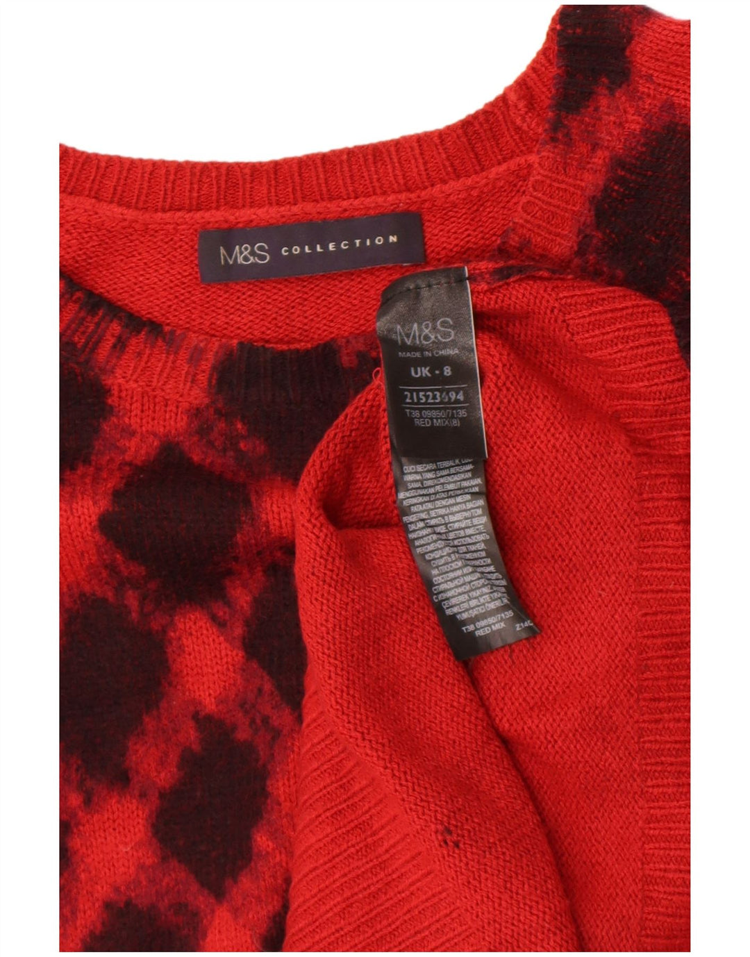Marks & Spencer Jersey con cuello barco para mujer, talla 8, color rojo
