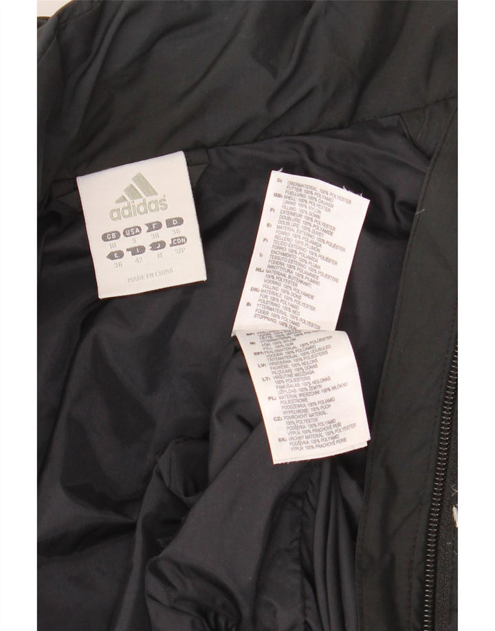 ADIDAS Chaqueta acolchada con capucha de gran tamaño para mujer UK 10 Small Poliéster negro