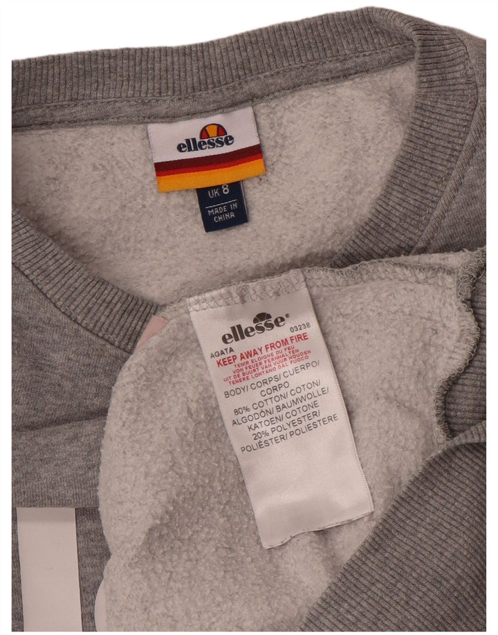 Ellesse Sudadera de gran tamaño con estampado gráfico para mujer UK 8 Small Gris Algodón
