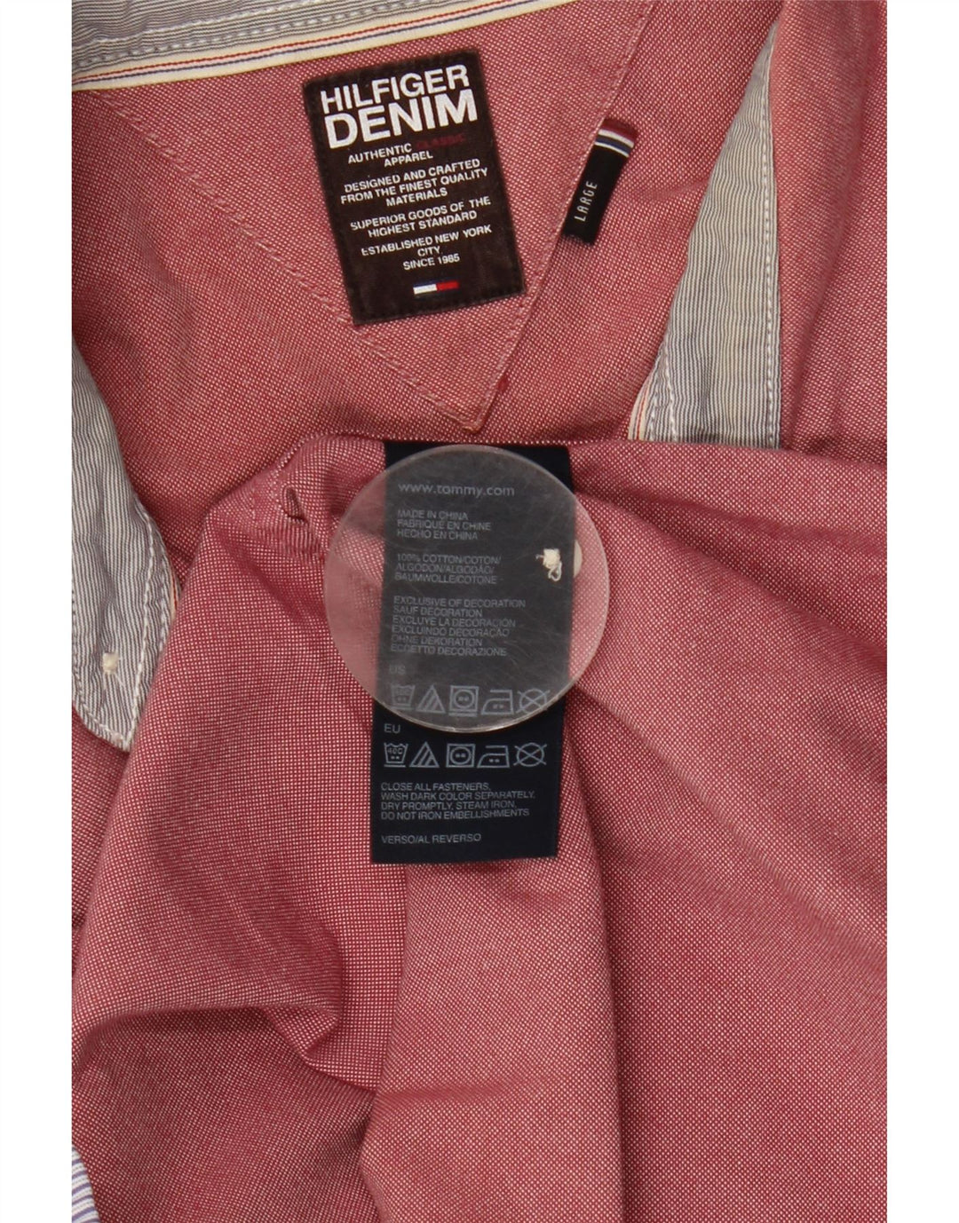 Camisa Tommy Hilfiger Hombre Grande Rosa Algodón