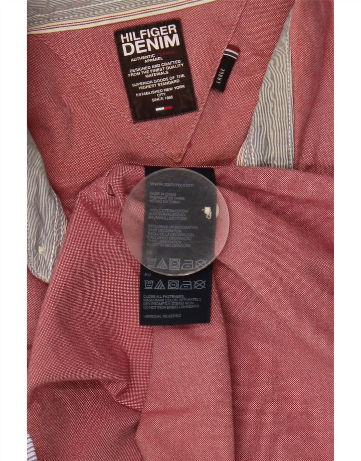 Camisa Tommy Hilfiger Hombre Grande Rosa Algodón