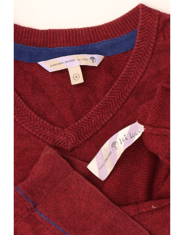 FAT FACE Jersey con Cuello en V para Hombre Algodón Rojo Medio
