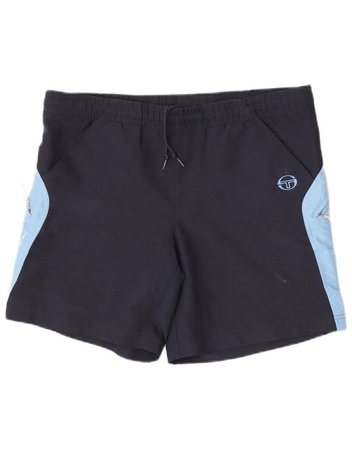 Sergio Tacchini Shorts deportivos con estampado gráfico para hombre Bloque de color azul marino mediano