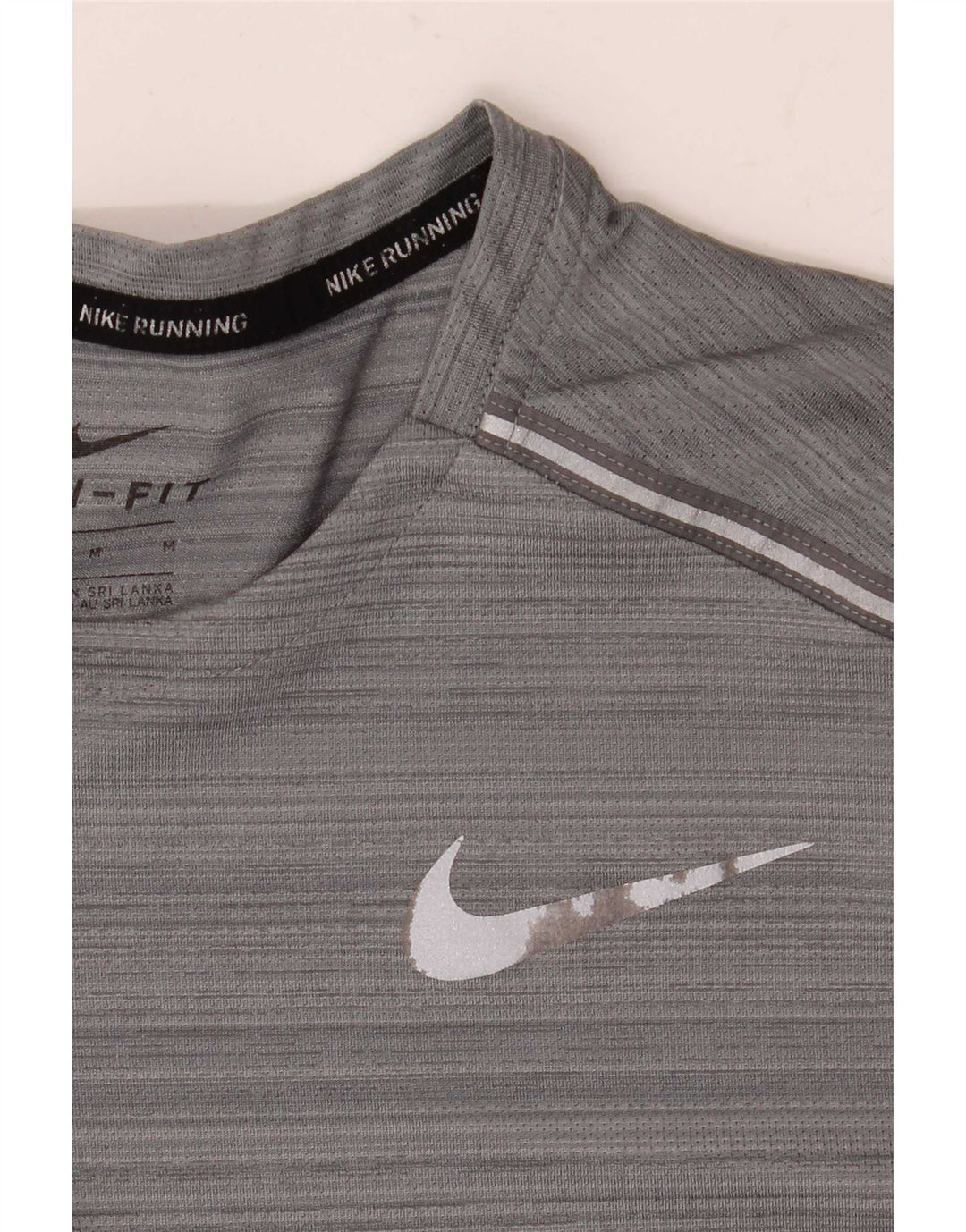 Camiseta Nike Dri Fit para hombre Top poliéster a rayas gris medio