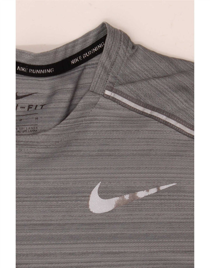 Camiseta Nike Dri Fit para hombre Top poliéster a rayas gris medio