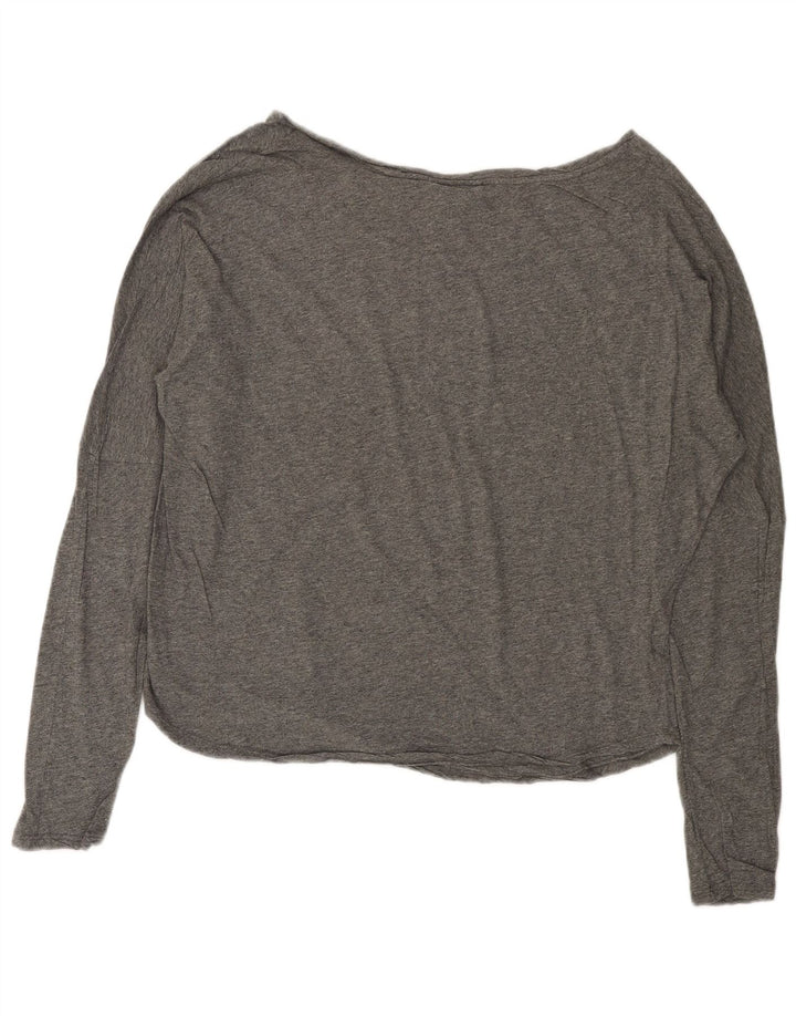 MAISON SCOTCH Top gráfico de gran tamaño para mujer, manga larga, US 2 XS, algodón gris