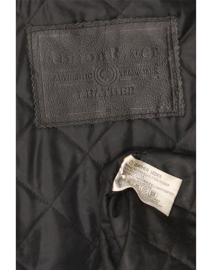 Union River Abrigo de cuero para hombre Reino Unido 41/43 Cuero negro grande