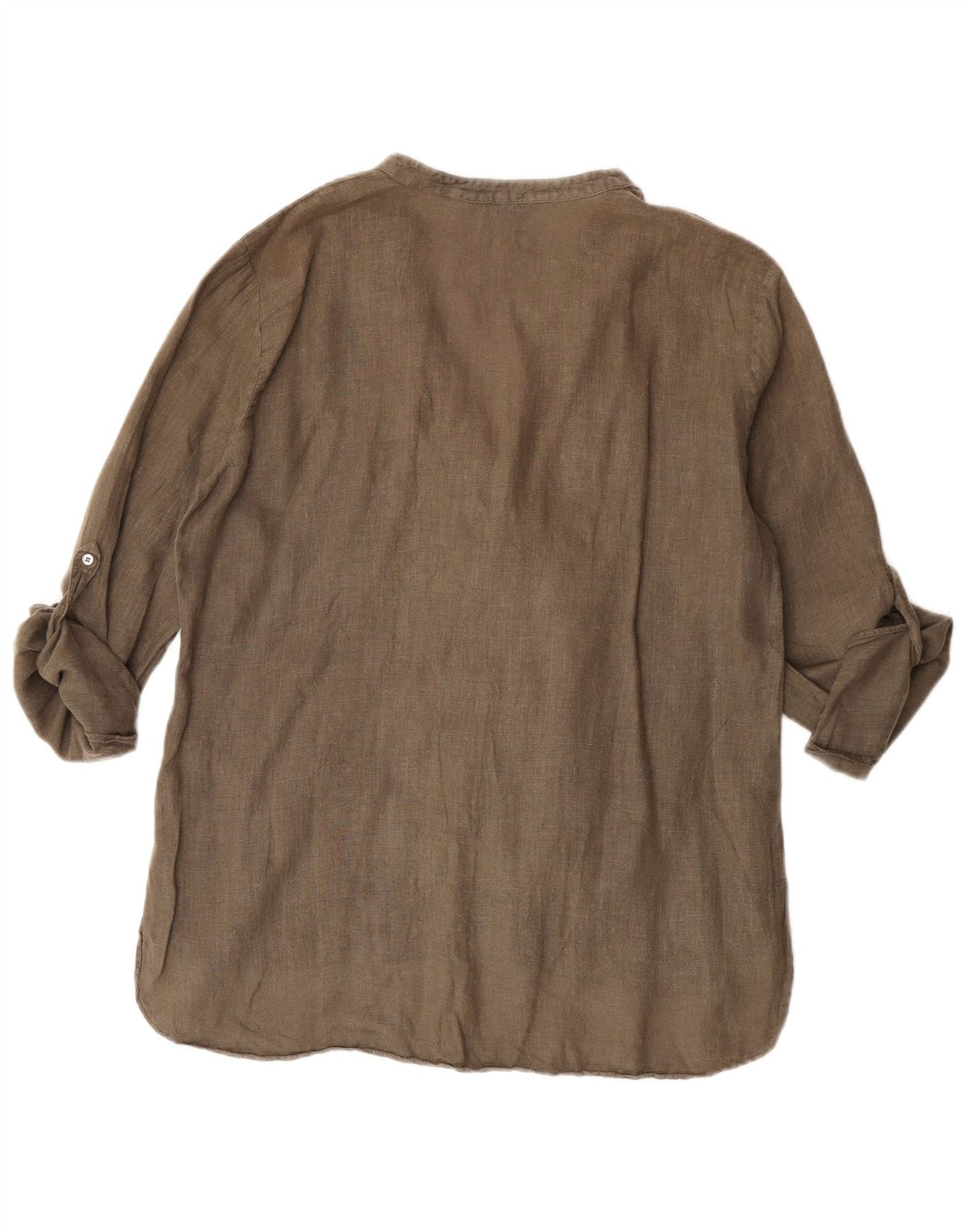Zara Blusa de manga 3/4 para mujer UK 44 Medium Khaki Linen