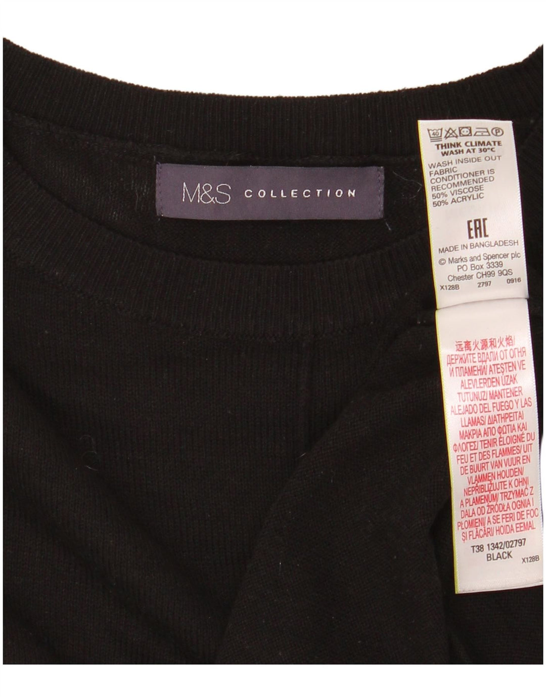 Marks & Spencer - Jersey de cuello redondo para mujer, talla 40, talla M, color negro