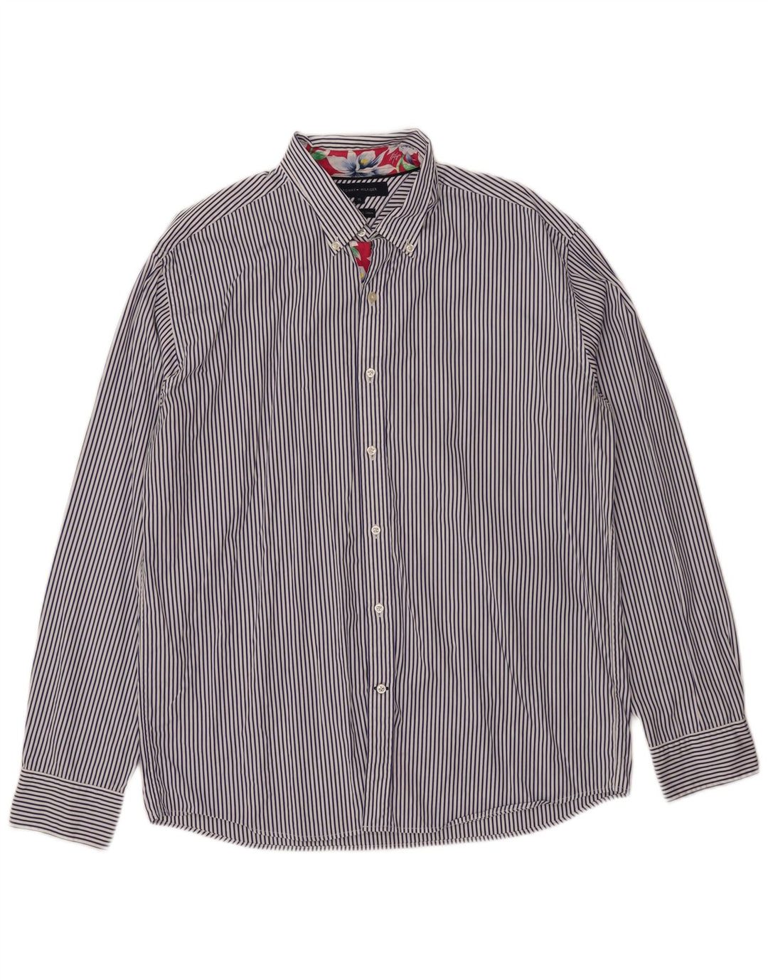 Camisa Tommy Hilfiger Hombre XL Algodón Rayas Azul