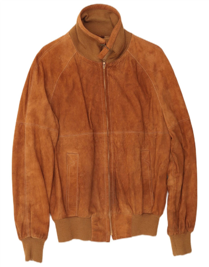 VINTAGE Chaqueta bomber de ante para hombre IT 50 Cuero beige grande