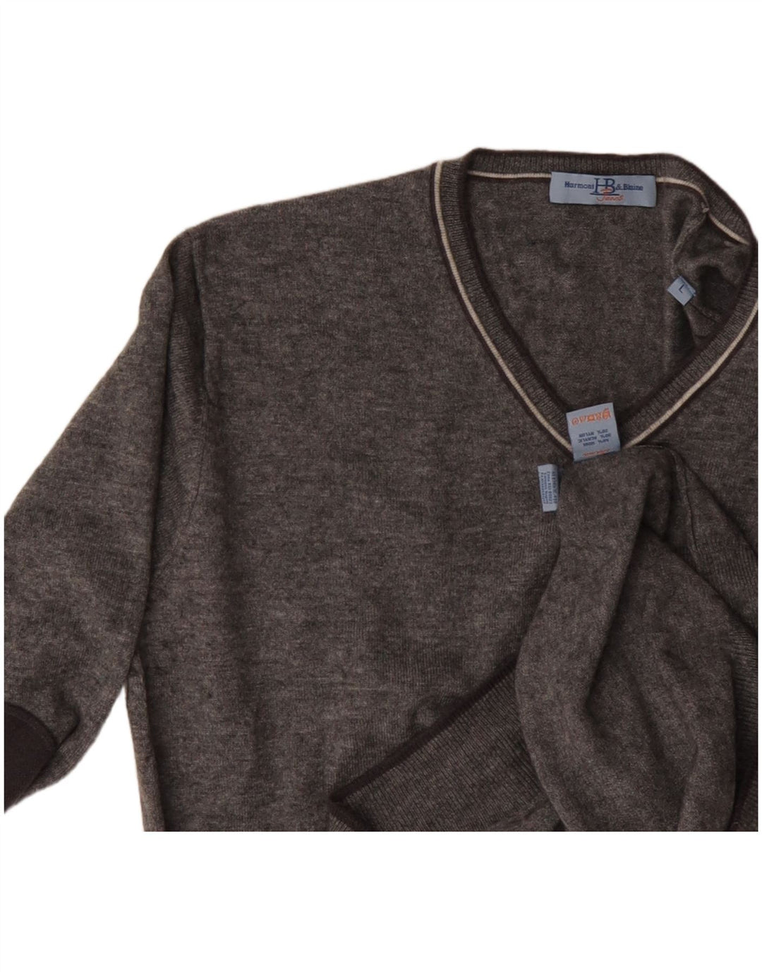 Harmont & Blaine Jersey con cuello en V para hombre de lana moteada gris grande