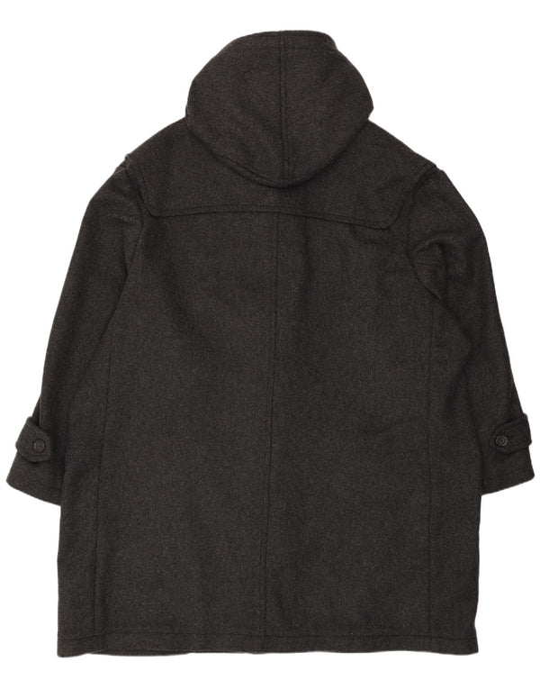 Vintage hombres suelto ajuste con capucha Duffle abrigo Reino Unido 50 4XL lana gris