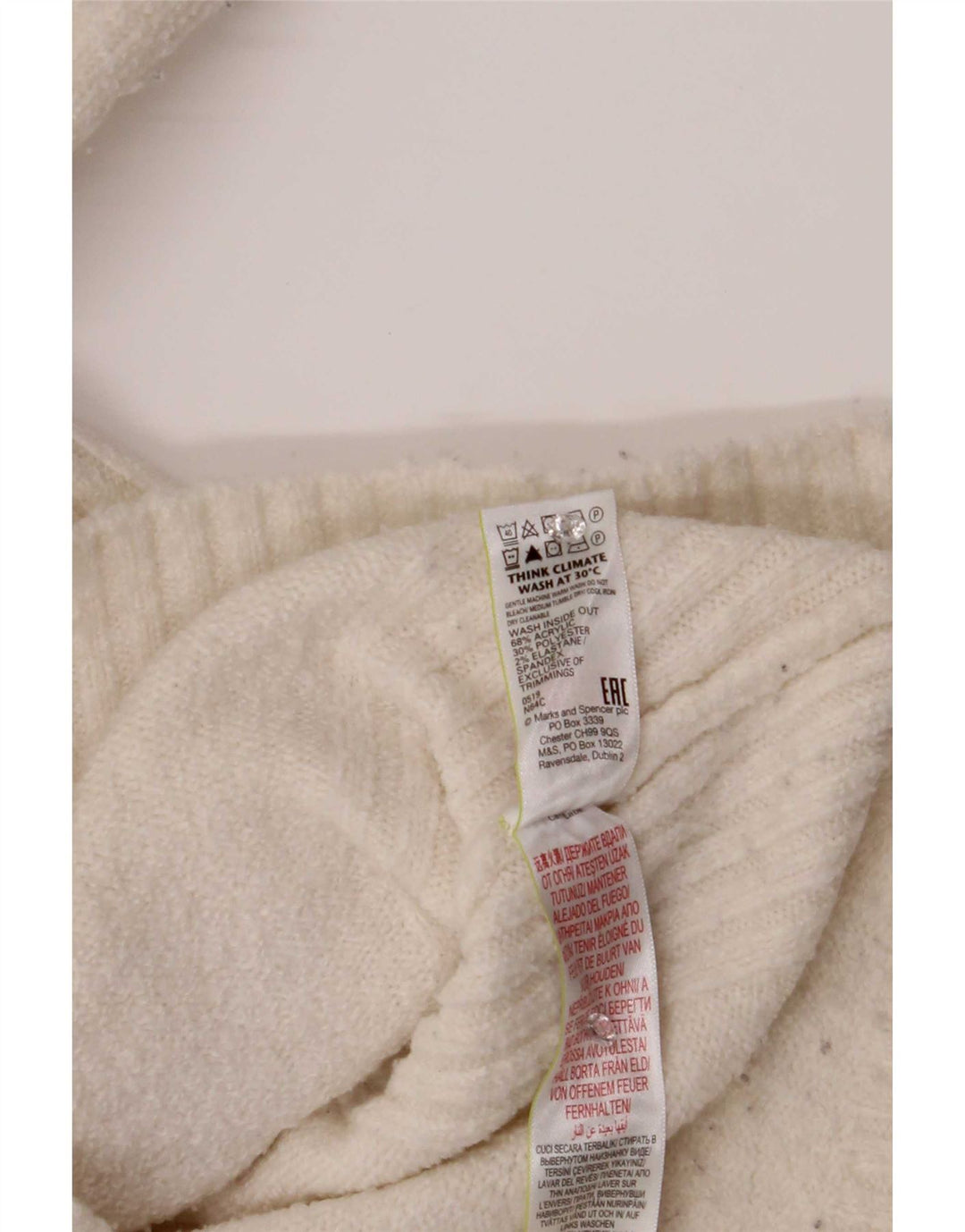 Marks & Spencer Suéter extragrande con cuello vuelto para mujer UK 10 Small White