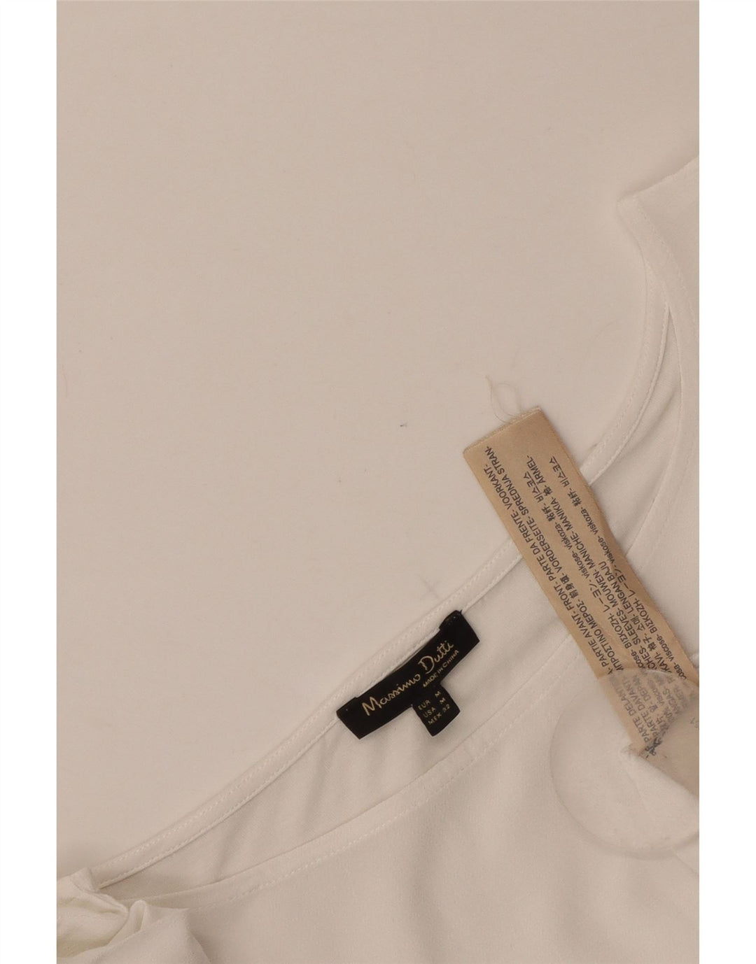 Massimo Dutti Blusa Corta Manga 3/4 Mujer UK 42 Medium Viscosa Blanca