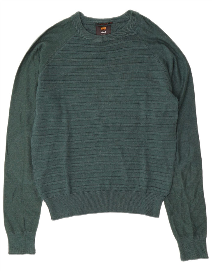 CARRERA Suéter tipo jersey para mujer con cuello barco UK 14 Rayas verdes medianas