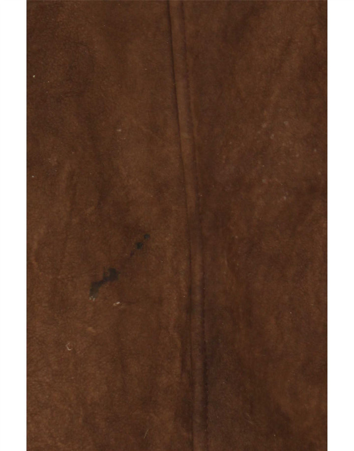 Vintage mujer con capucha shearling abrigo Reino Unido 8 pequeño marrón