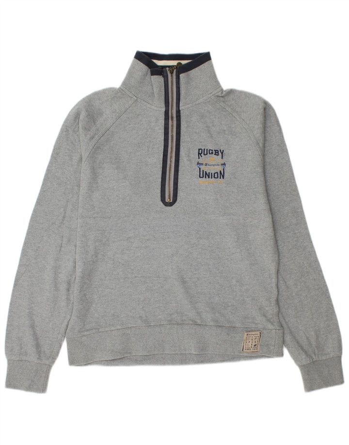 Champion Sudadera con cuello con cremallera y diseño muscular para mujer, talla 44, color gris medio