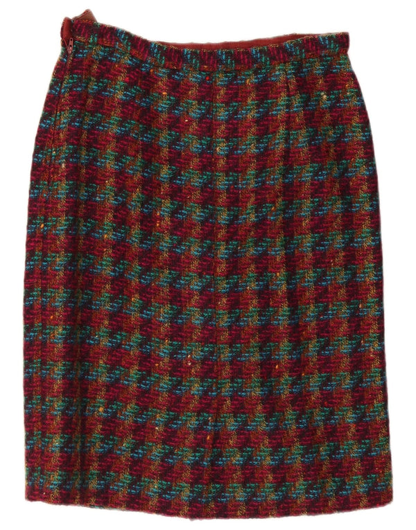 Falda lápiz vintage para mujer W30 Cuadros multicolores medianos