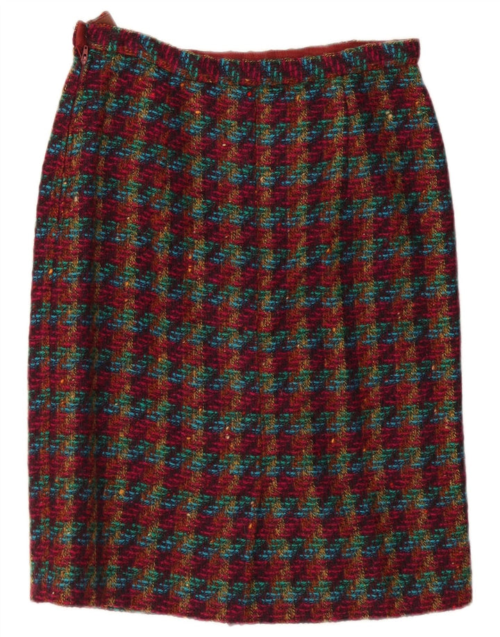 Falda lápiz vintage para mujer W30 Cuadros multicolores medianos