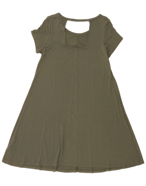 Marks & Spencer Womens A-Line Dress UK 16 Large Khaki Viscose